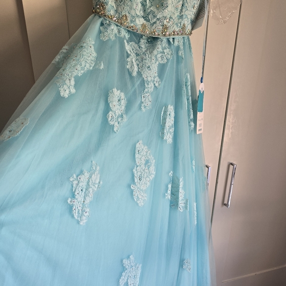 Two Piece quinceanera ball gown Prom Dress Aqua Blue Size 10 NWT - Picture 11 of 11